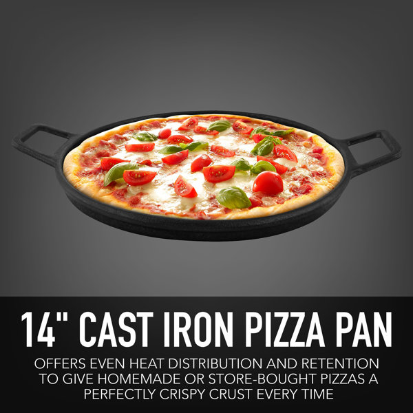 Kenmore 14Inch Cast Iron Griddle Pizza Pan with Handles Wayfair